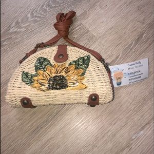 Twine clutch/crossbody custom painted sunflower design